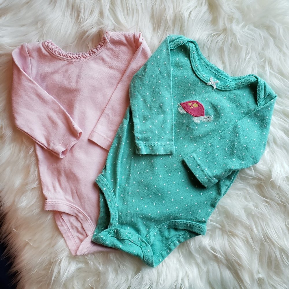 2 Carter's 3mo Long Sleeve Onepieces